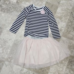 💥3 for $15💥 Girls 4t adorable striped tee and tulle skirt set